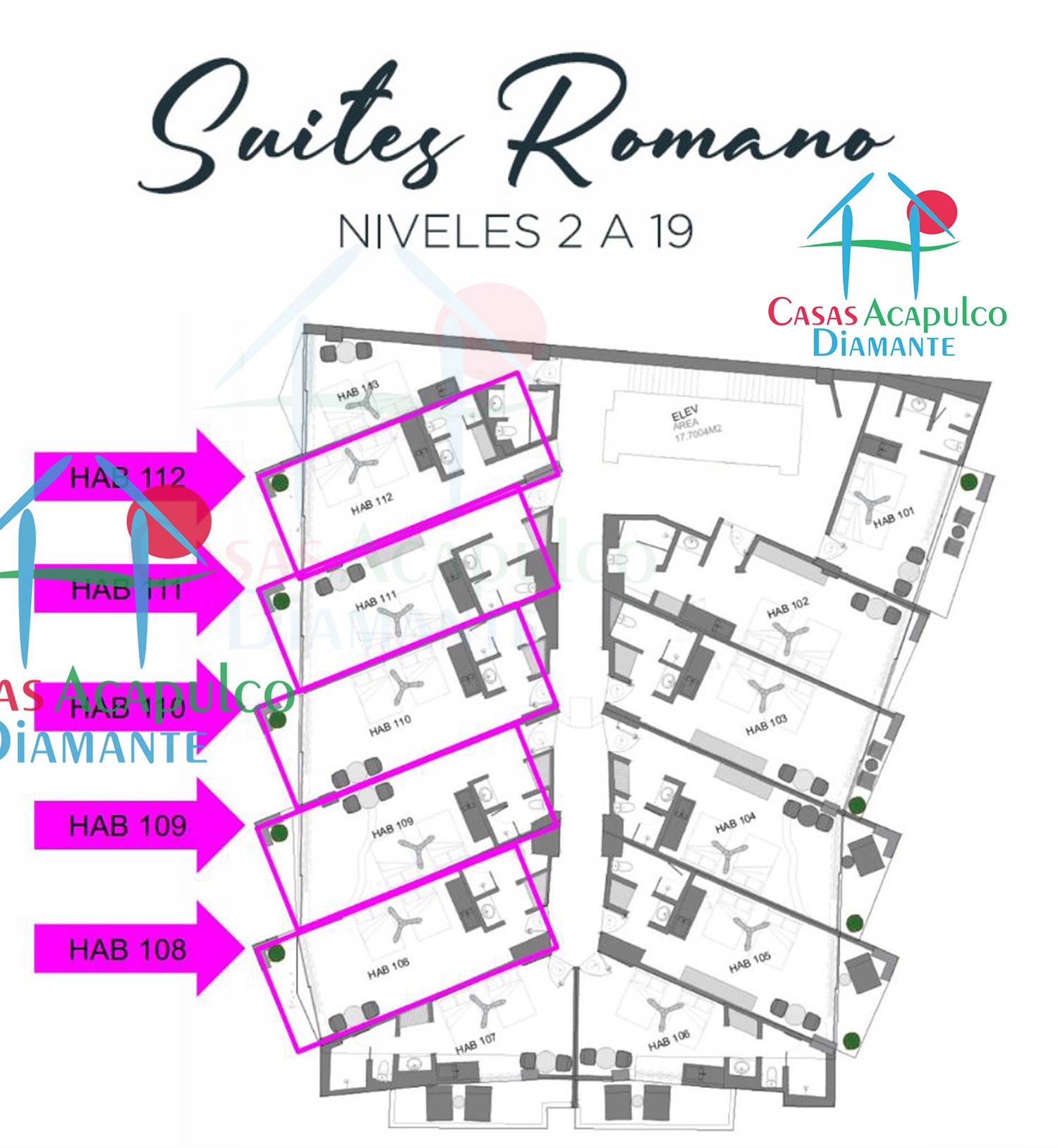 Romano Suites Hab 108-112 - Plano de suites disponibles 1